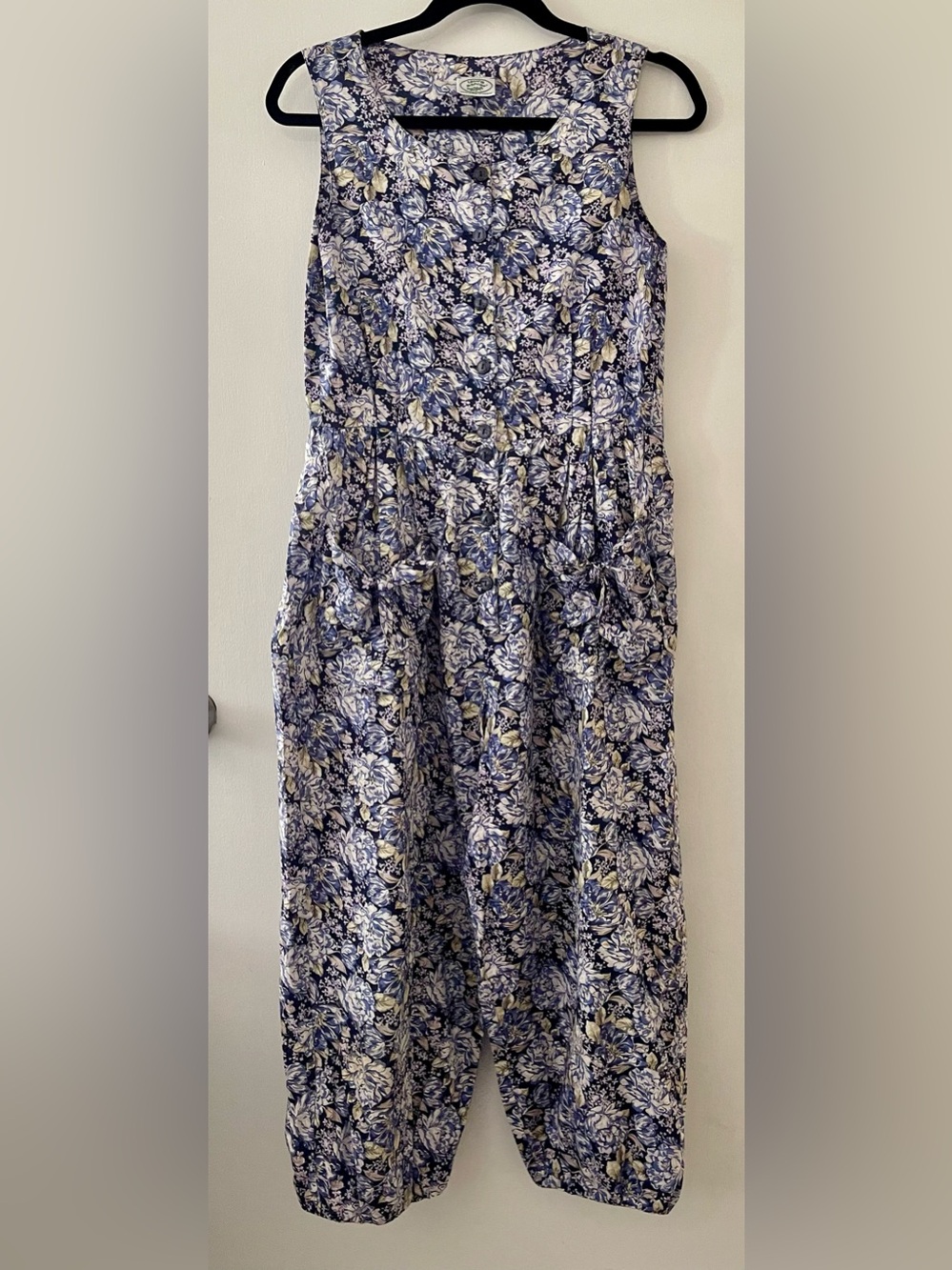 Vintage Laura Ashley Floral Cotton Jumpsuit Romper Cottagecore Prairie Size M